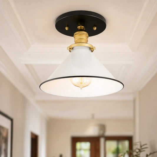 Kael Modern Cone Enamel Semi-Flush Ceiling Light