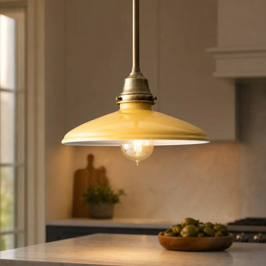 Kaelani Modern Industrial Mustard Yellow Enamel Pendant Light