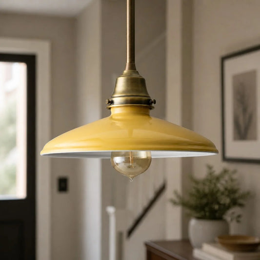 Kaelani Modern Industrial Mustard Yellow Enamel Pendant Light