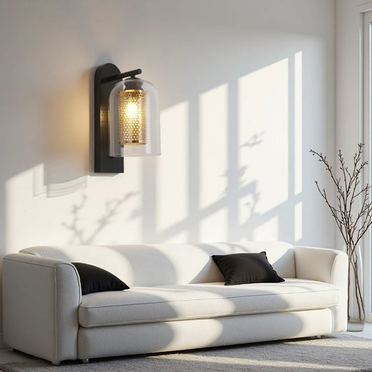 Kaelin Modern Industrial Clear Glass Wall Lamp