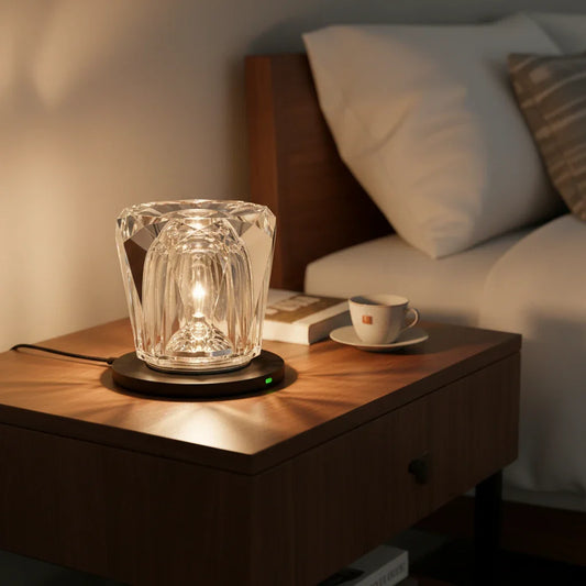 Kical Modern Crystal Glass Wireless Rechargeable Table Lamp