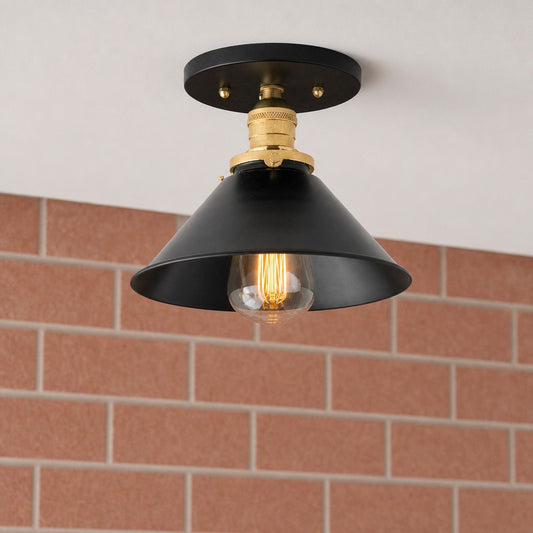 Kalara Modern Hardwired Metal Cone Flush Mount Ceiling Light