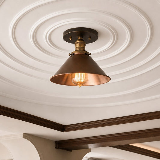 Kalara Modern Hardwired Metal Cone Flush Mount Ceiling Light