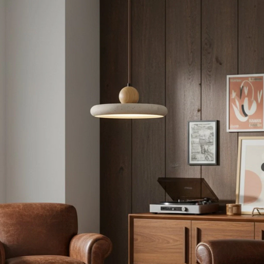 Katriina Vintage Travertine Circle Pendant Light