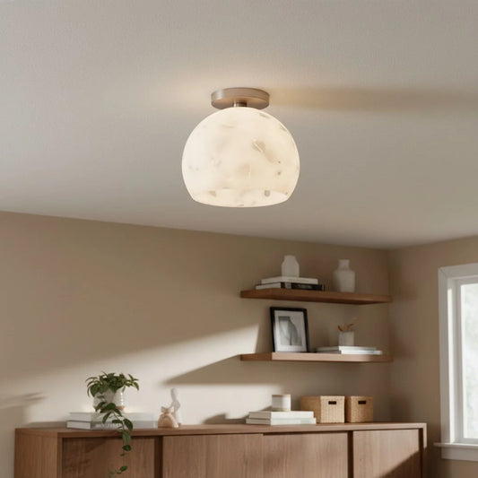 Katson Modern Alabaster Semi Flush Mount Ceiling Light