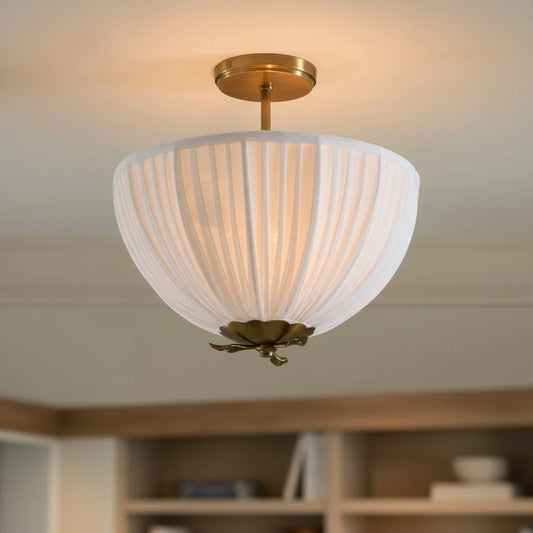 Keith Vintage Pleated Linen Flush Mount Ceiling Light