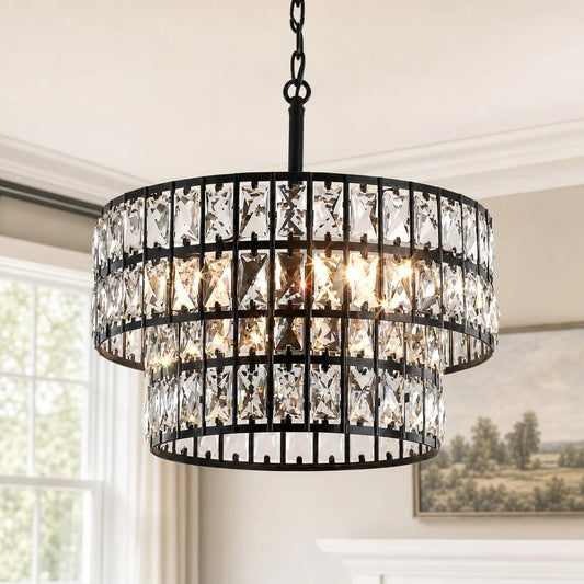 Kendon Modern Luxury Crystal Drum Chandelier
