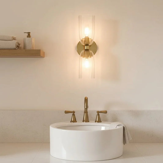 Kerry Modern Fluted Glass 2-Light Wall Sconce