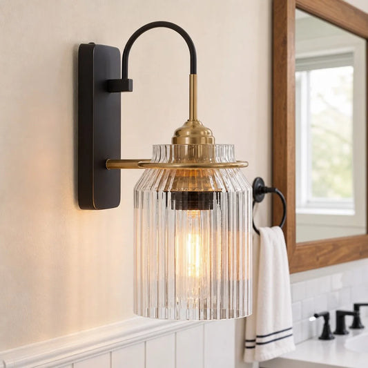 Kestor Modern Cylinder Ribbed Glass Wall Sconce
