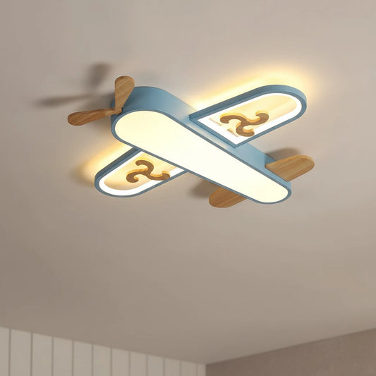 Kids Airplane Pendant Lights Wood Metal Sconces Nursery School LED
