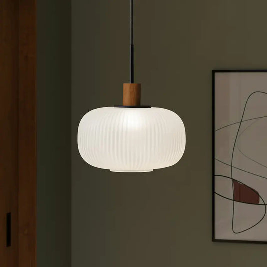 Kipp Scandinavian Frosted Ribbed Glass Pendant Light