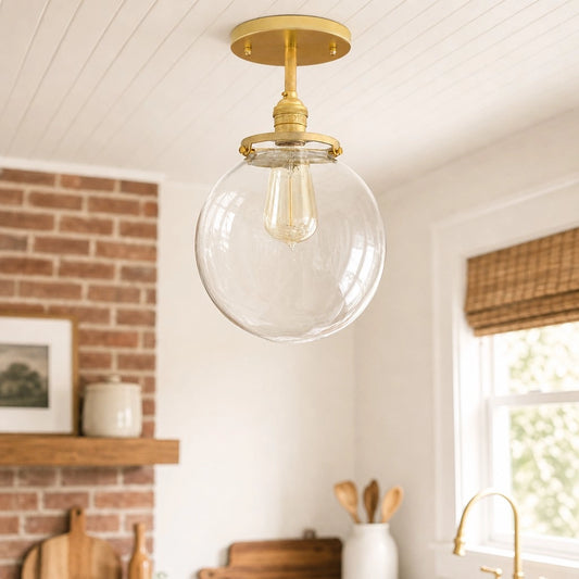 Kynara Modern Globe Glass Semi-Flush Ceiling Light