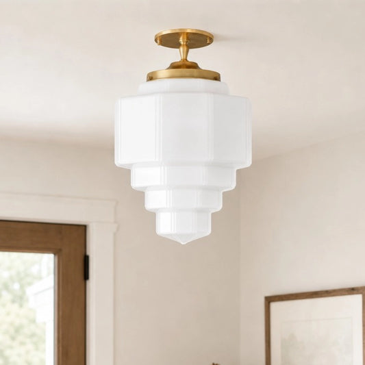Kynet Classic White Opal Milk Glass Ceiling Lamp
