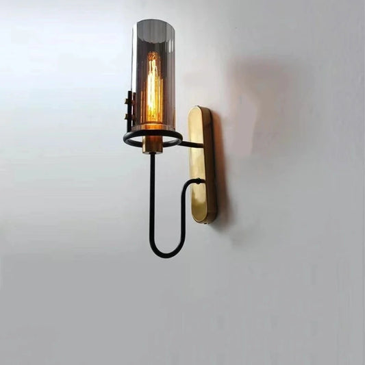 Kyrin Retro Industrial Cylinder Glass Wall Lamp