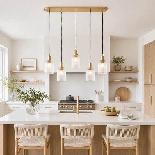 Latu Industrial Modern Ribbed Glass Chandelier