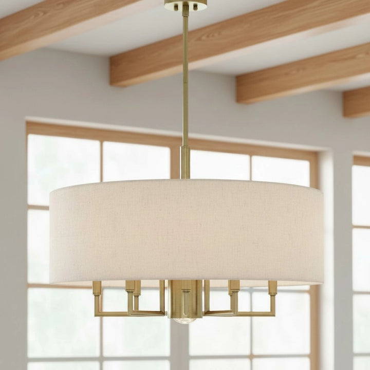 Glancey Contemporary 6-Light Fabric Drum Chandelier