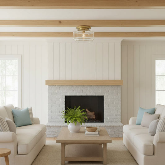 Lena Modern Brass Clear Glass Flush Mount Ceiling Light