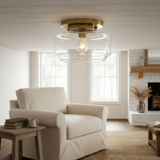 Lena Modern Brass Clear Glass Flush Mount Ceiling Light