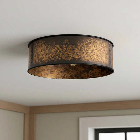 Lesley Vintage Bronze Drum Metal Ceiling Light