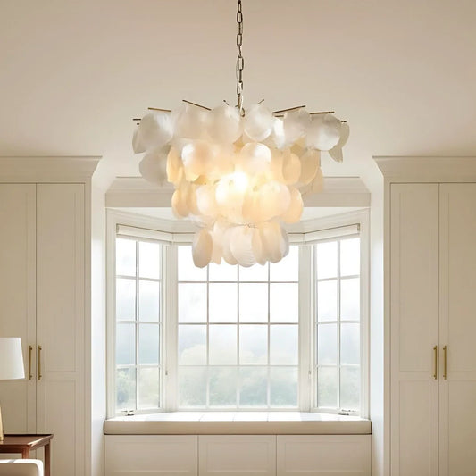 Leslie Luxury Natural Shell Metal Chandelier