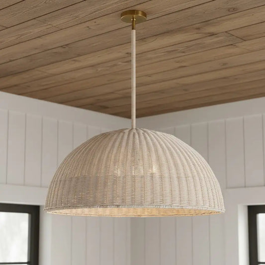 Liana Natural Rustic Rattan Dome Pendant Light