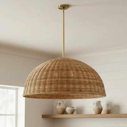 Liana Natural Rustic Rattan Dome Pendant Light