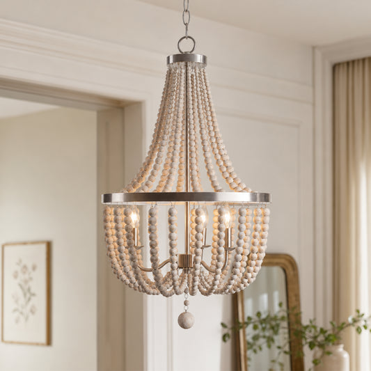 Liberty Vintage 3-Light Wood Clay Beads Chandelier