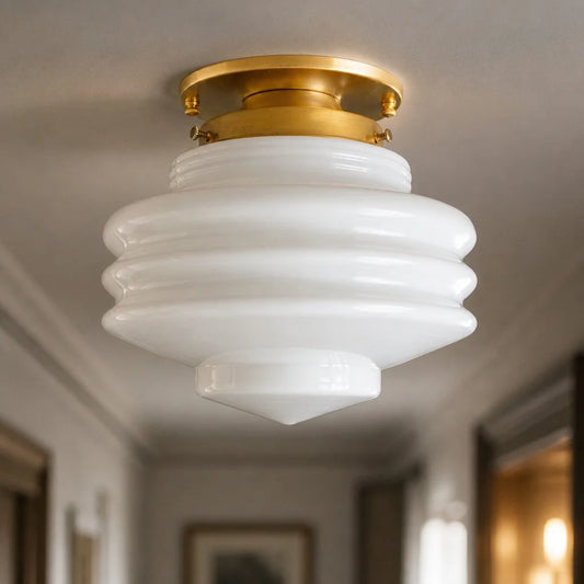 Lick Art Deco Tiered Milk Glass Flush Mount Ceiling Light