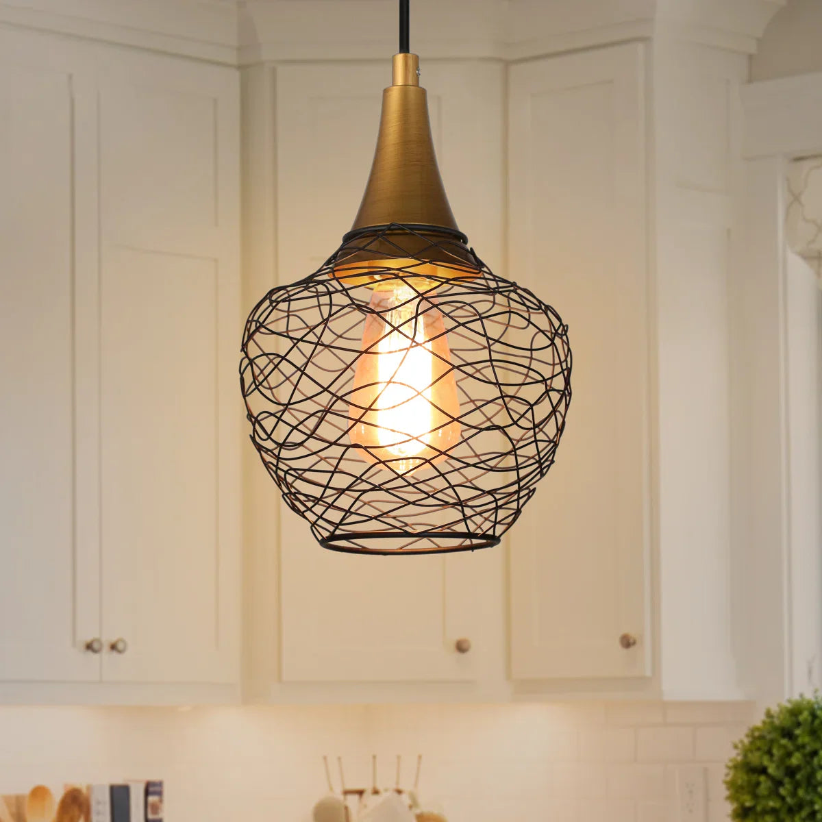 Magarin Industrial Metal Wire Cage Pendant Light | Mergelighting ...