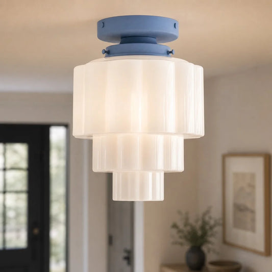 Lineda Modern Tiered Milk Glass Ceiling Light