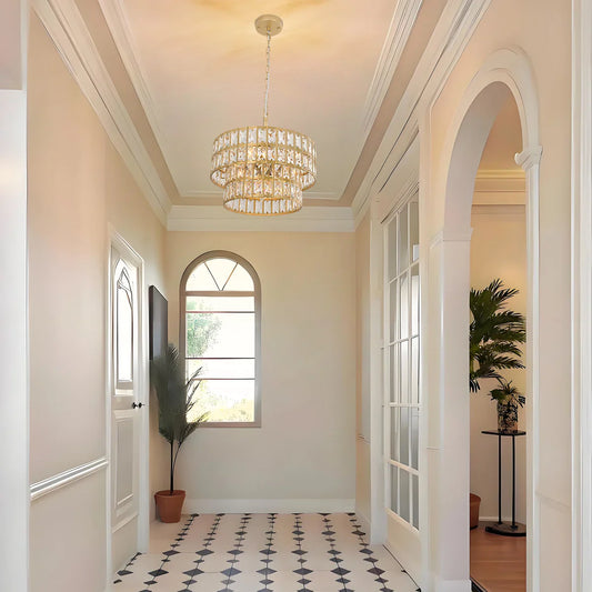 Liorael Modern Luxury Crystal Drum Chandelier