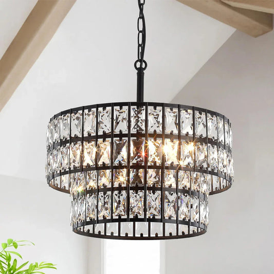 Liorael Modern Luxury Crystal Drum Chandelier