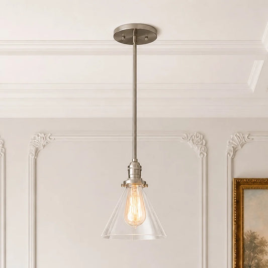 Liraine Industrial Clear Glass Cone Pendant Light