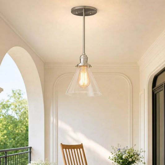 Liraine Industrial Clear Glass Cone Pendant Light