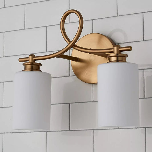 Litae Industrial Looped Arm Milk Glass Vanity Light