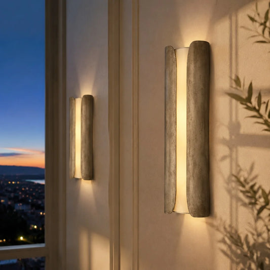 Livia Modern Metal Alabaster Curved Cylindrical Wall Lamp