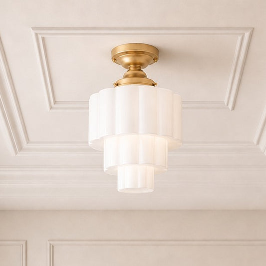 Lorien Art Deco Tiered Opal Glass Ceiling Light