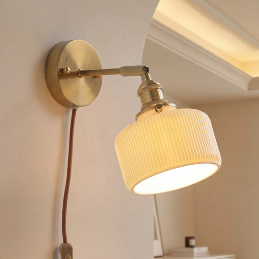 Lorin Modern Ceramic Glass Plug In Wall Sconce Light