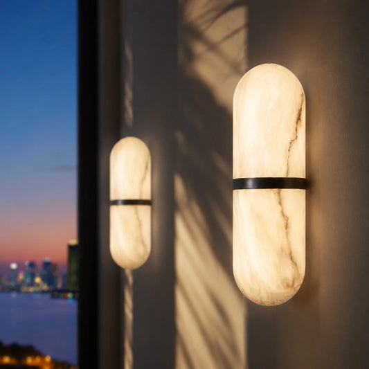 Lowell Modern Alabaster Cylindrical Wall Lamp