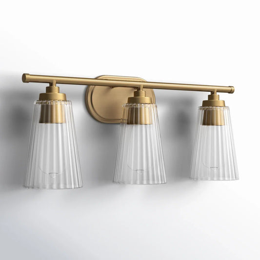 Minimalist 3-Light Ribbed Glass Dimmable Wall Light