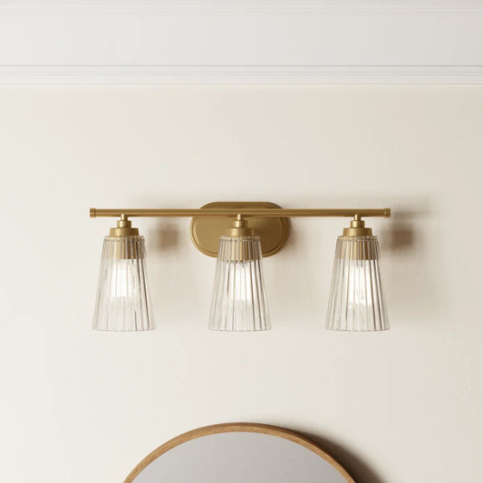 Minimalist 3-Light Ribbed Glass Dimmable Wall Light