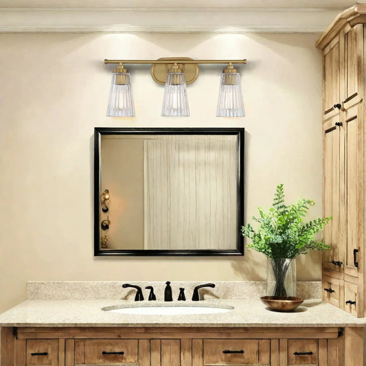 Minimalist 3-Light Ribbed Glass Dimmable Wall Light