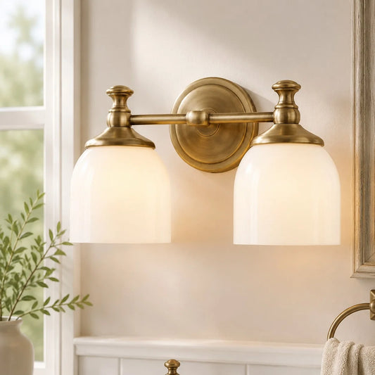 Lyra Brass Milk Glass Wall Sconce