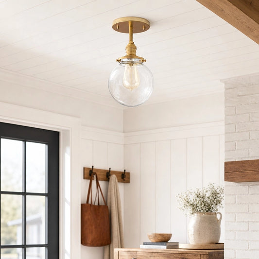 Lysara Modern Glass Globe Semi-Flush Ceiling Light