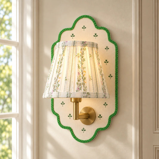 Maribel Vintage Floral Fabric Wall Sconce real product match view 1
