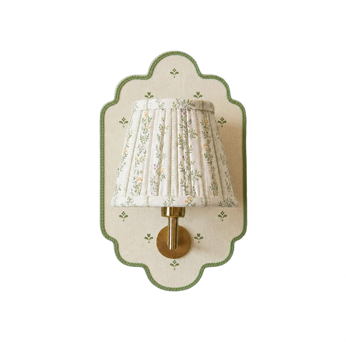 Maribel Vintage Floral Fabric Wall Sconce, switched-off front view on a white background