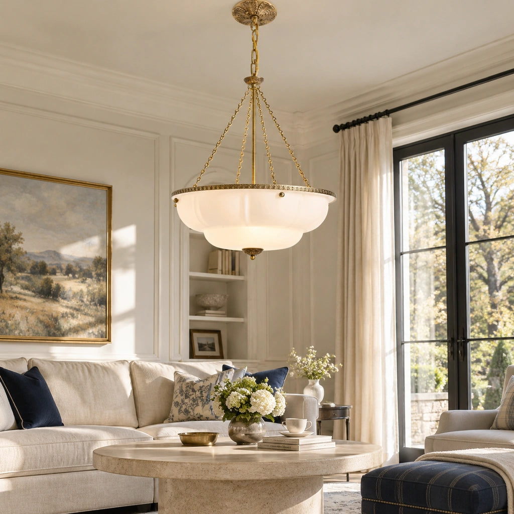 Maribel scalloped milk glass chandelier, White - medium scene 37 (white-medium-3)