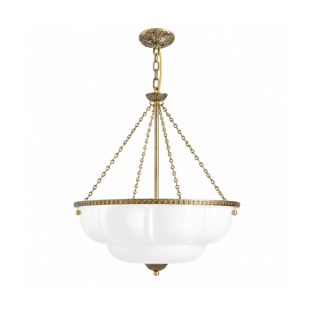 Maribel scalloped milk glass chandelier, White - white product view (white-white)