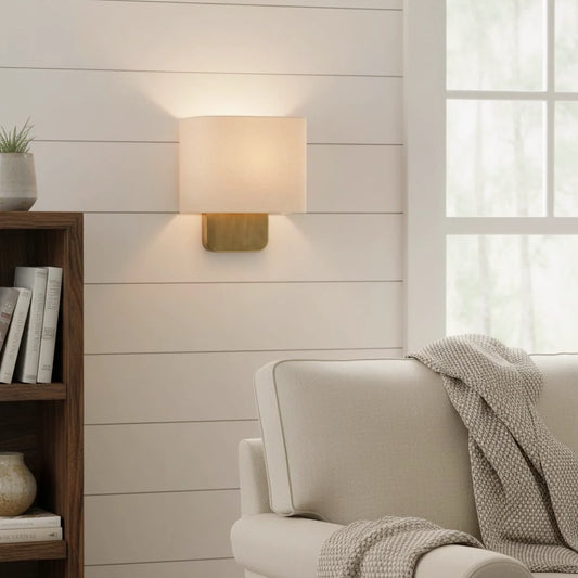 Maris Modern Linen Shade Metal Wall Sconce