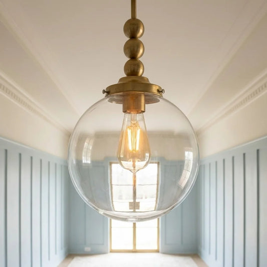 Marn Art Deco Single Light Glass Globe Pendant Light